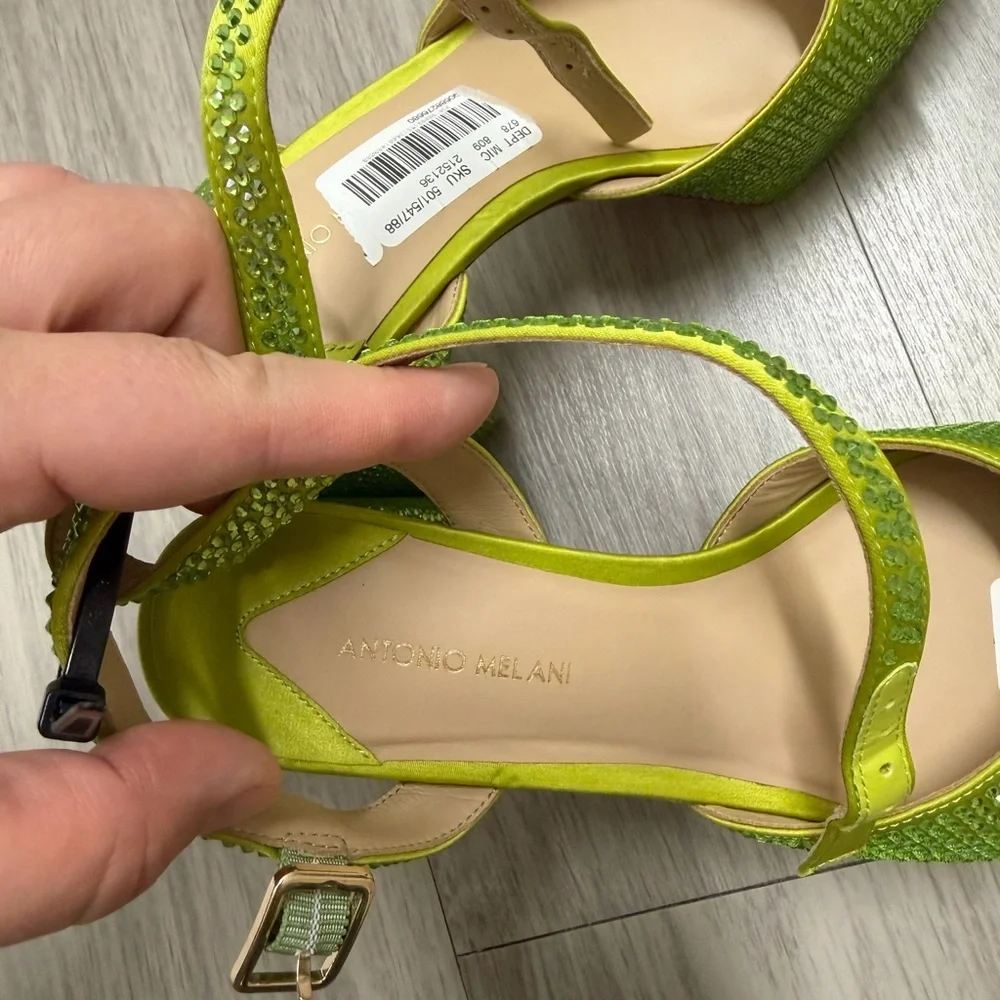 NWT Antonio Melani Babs Rhinestone Platform Heels Size 8 Lime Green